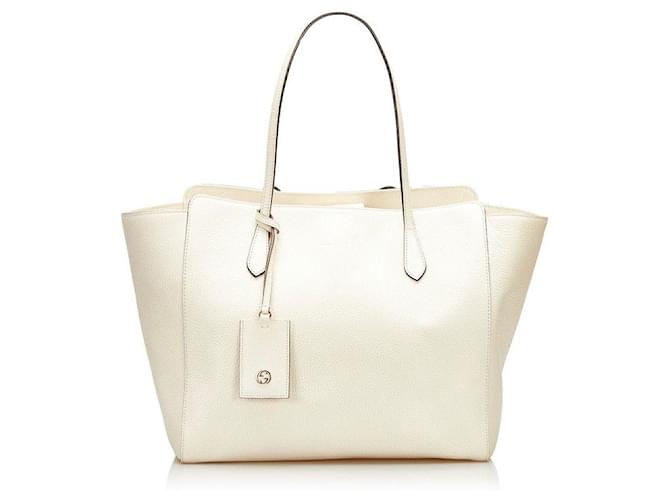 Gucci Swing Sac cabas en cuir blanc Veau façon poulain  ref.713298