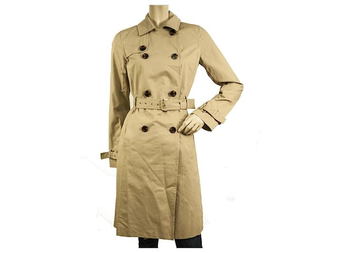 Michael Kors Beige lined Breasted Belted Classic Trench Jacket Coat size XS Cotton  ref.713353