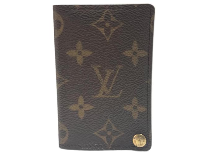 Louis Vuitton Porte carte crédit Pression Marrom Lona  ref.713444