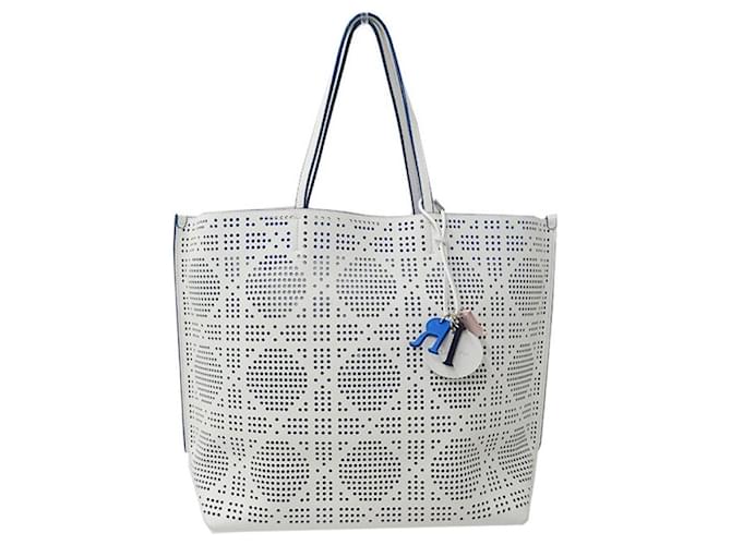 * Christian Dior Christian Dior Bag Women's Tote Bag Punching Leather White Blue Shoulder Bag A4 Large  ref.713460