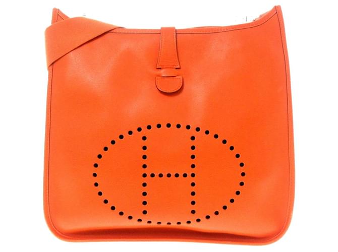 Hermès Evelyne Laranja Couro  ref.713488