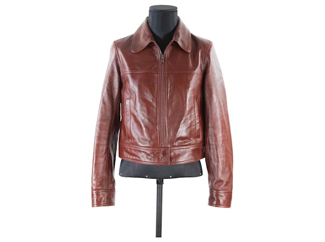 Claudie Pierlot jacket 36 Dark red Leather  ref.713627