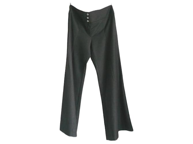 CHANEL Pantalone grigio a zampa in lana cashmere T36 FR ottime condizioni Grigio antracite Cachemire  ref.713794