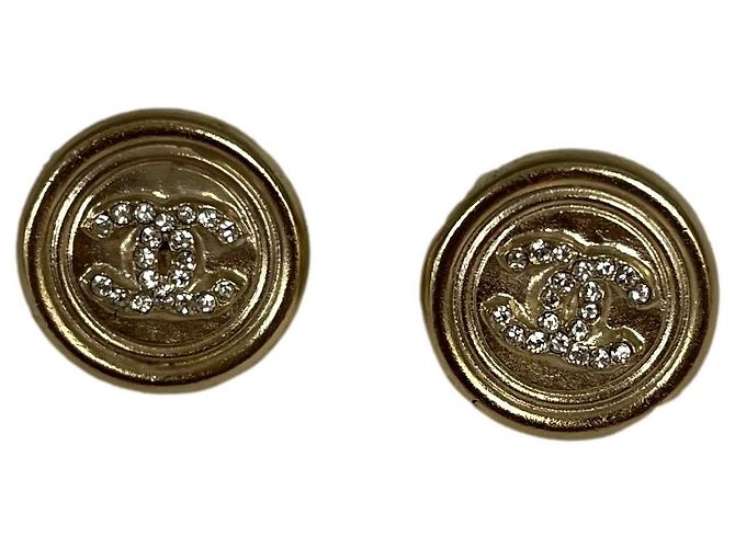 Chanel Orecchini con strass CC D'oro Acciaio Acetato