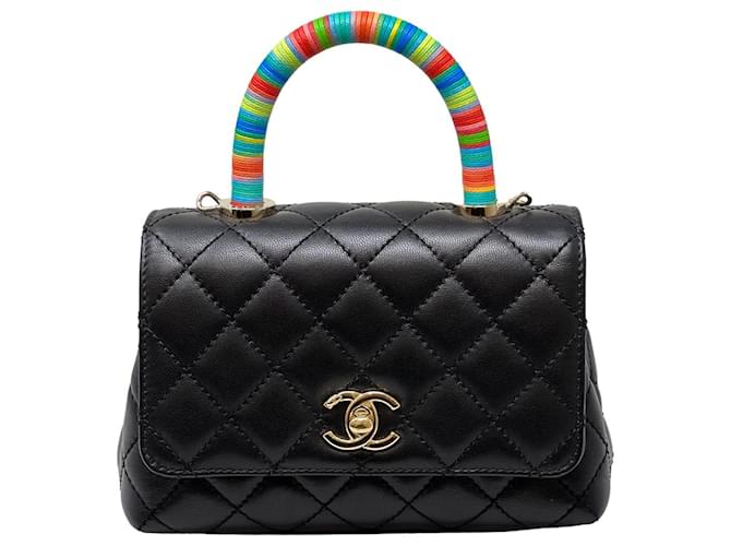 Coco Handle Chanel Handtaschen Schwarz Leder  ref.713862