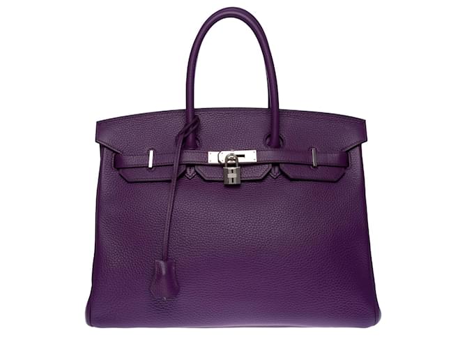 Hermès Superbe sac à main Hermes Birkin 35 cm en cuir Taurillon Clémence Ultraviolet  ref.713889