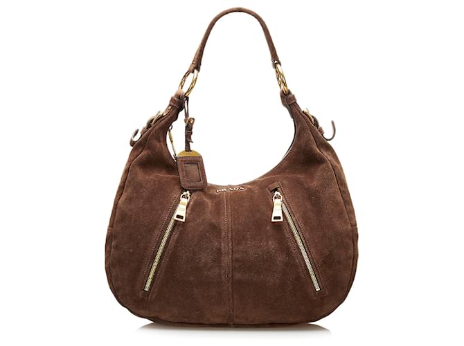 Prada Brown Scamosciato Shoulder Bag Suede Leather  ref.713917