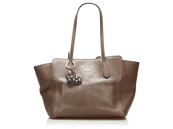 Gucci Brown Swing Leather Tote Bag Taupe Pony-style calfskin  ref.713922