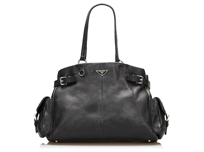 Prada Black Vitello Daino Shoulder Bag Leather Pony-style calfskin  ref.713942