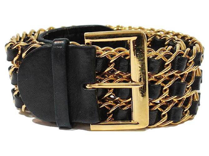 Chanel Belts Black Gold hardware Leather  ref.714020