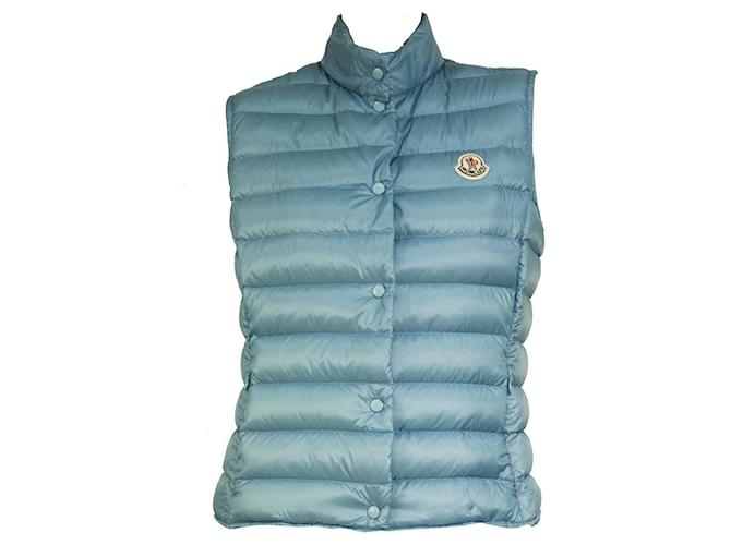 MONCLER LIANE light blue puffer lightweight down feather gilet vest jacket sz 1 Synthetic  ref.714024