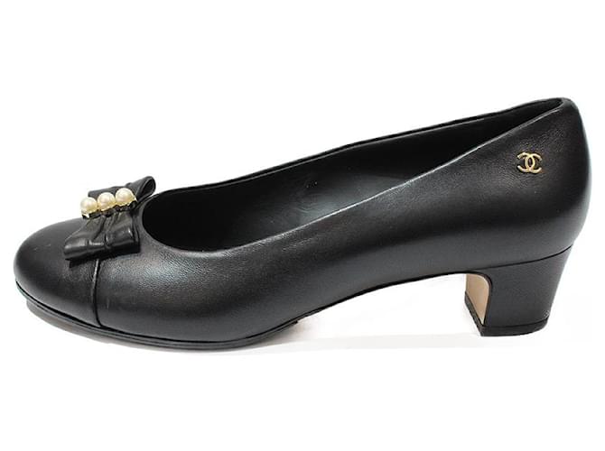 Chanel Heels Black Leather  ref.714043