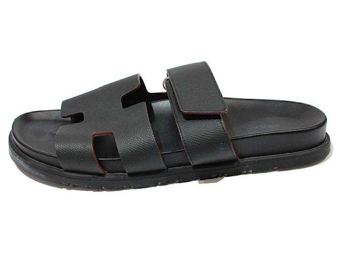 Hermès Men Sandals Black Leather  ref.714048