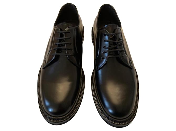 Brunello Cucinelli Black brushed leather derbies  ref.714052