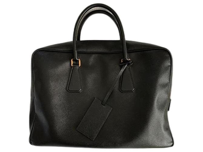 PRADA BUSINESS SUITCASE SAFFIANO LEATHER NERO-