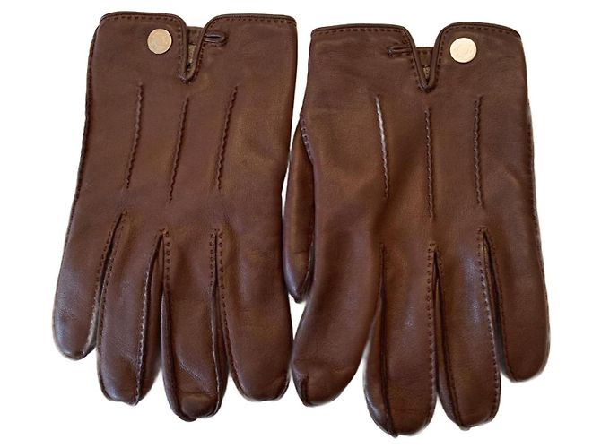Hermès luvas marrons de pele de carneiro Marrom