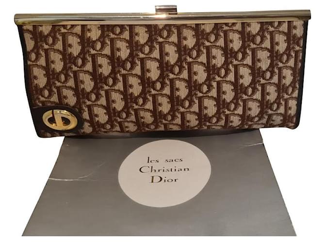 Christian Dior Sacos de embreagem Marrom Lona  ref.714137
