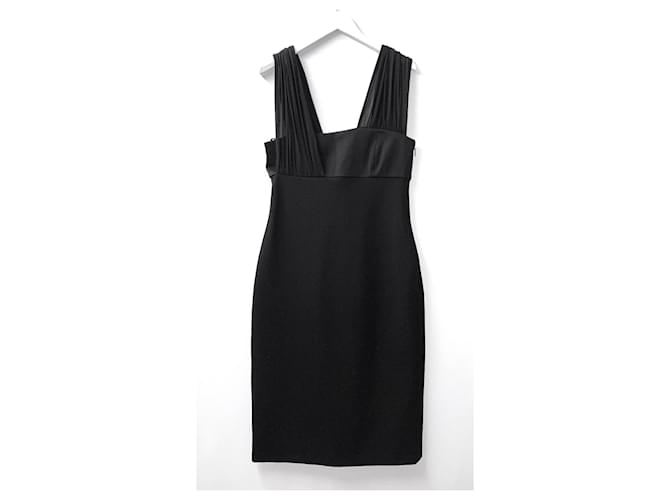 Versace Chiffon Trim Black Wiggle Dress Viscose  ref.714149