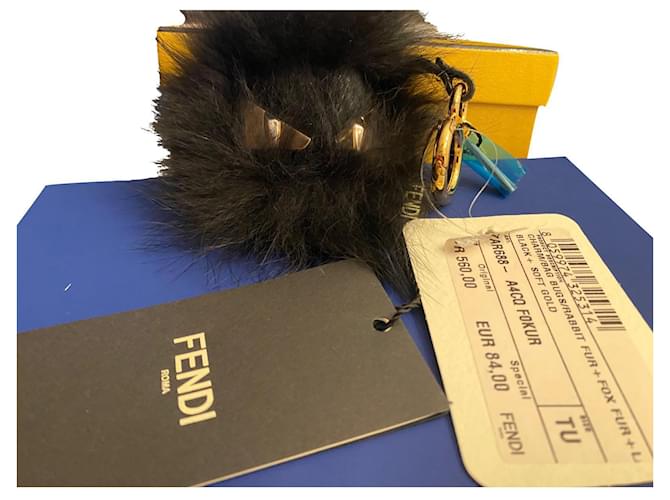 Fendi Bag charms Black Fur  ref.714320
