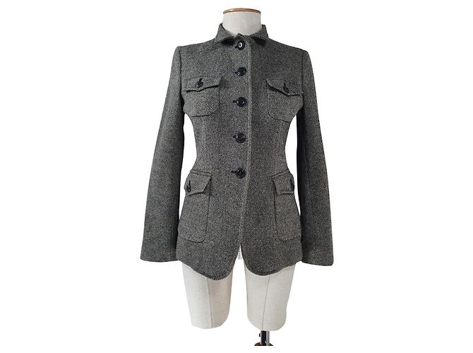 Marella Abrigo Corto Blazer Gris Lana Cachemira