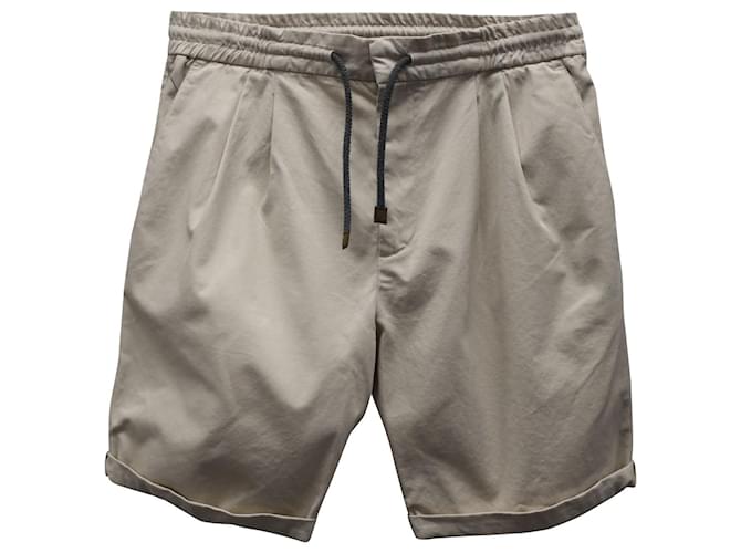 Brunello Cucinelli Shorts con cordón ajustable en algodón beige  ref.714422