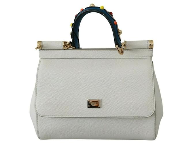 DOLCE & GABBANA MISS SICILY white leather Dauphine Hand Shoulder Borse bag  ref.714447