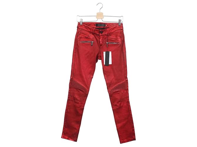 Barbara Bui Pants, leggings Red Leather  ref.714559