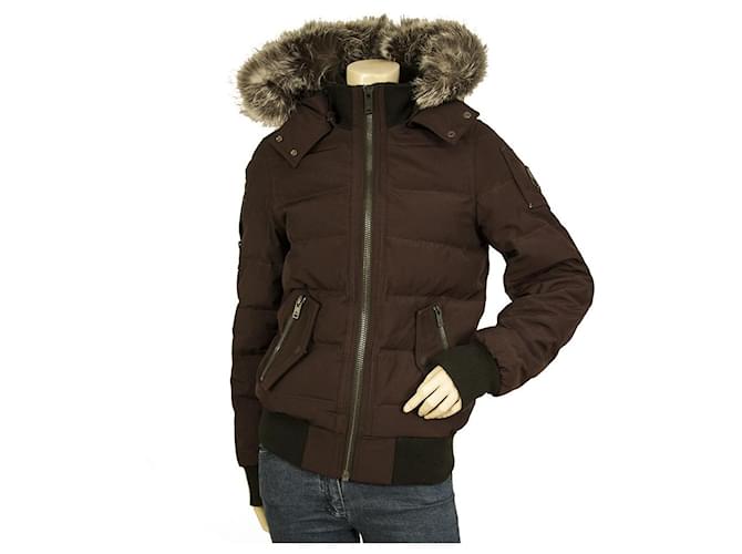 Autre Marque Moose Knuckles OriGinal 3Q Fur hooded padded coat puffer plum jacket size S/P Dark red Cotton  ref.714597