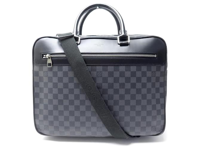 LOUIS VUITTON OVERNIGHT BAG DAMIER GRAPHITE CANVAS N41004 MESSENGER BAG Grey Leather  ref.714776