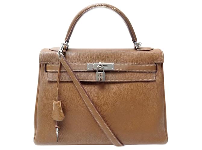 Hermès Kelly handbag 28 Return 2006 LEATHER TOGO GOLD BANDOULIERE HAND BAG Brown  ref.714821