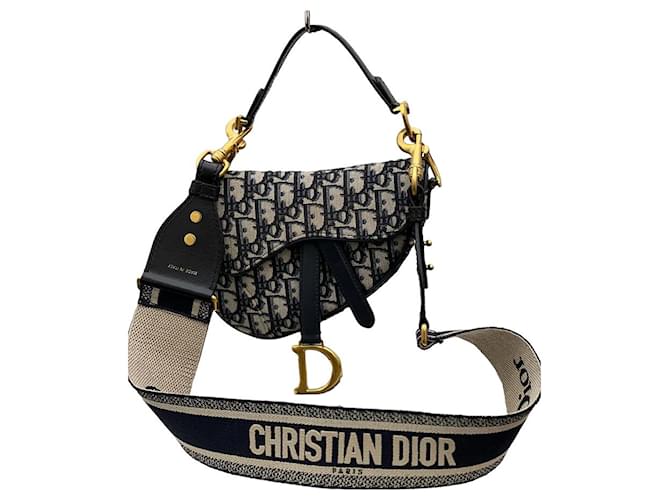 Dior Saddle Bag Oblique Jacquard Blue in Canvas with Silver-tone - US