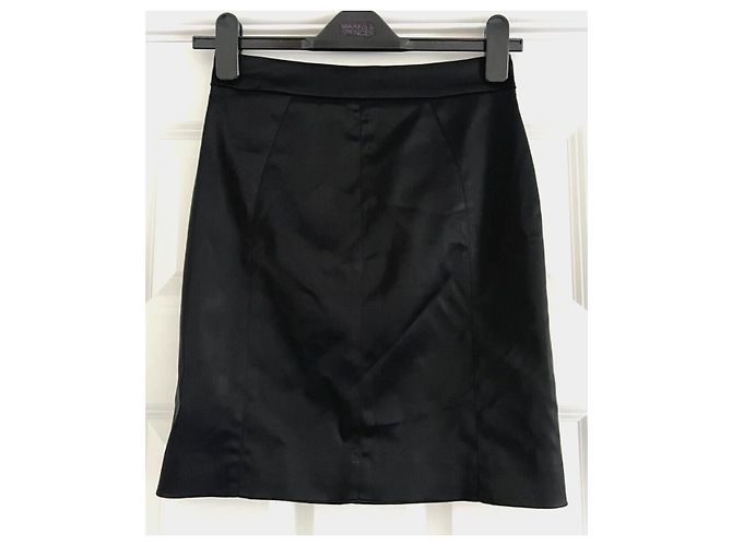 Dolce & Gabbana jupe en satin noir avec zip apparent