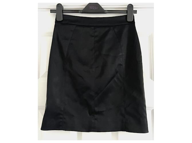 Dolce & Gabbana black satin skirt with exposed zip Elastane Acetate  ref.715336