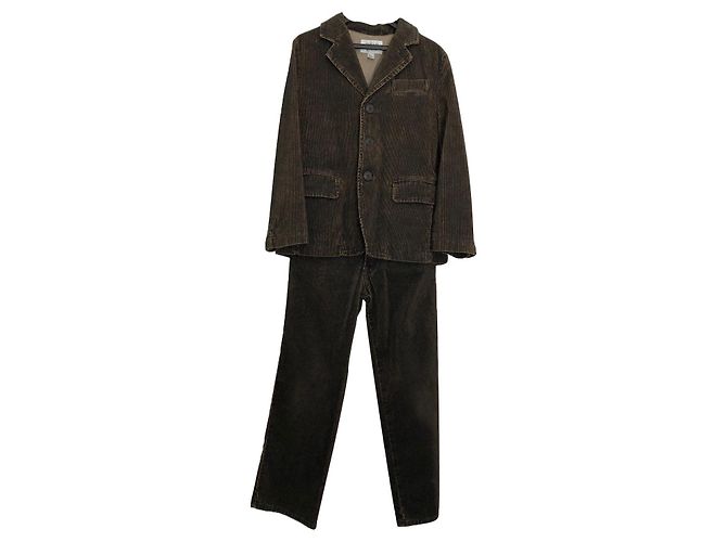 Completo Giorgio Armani Junior Giacca e Pantalone in Velluto Marrone Marrone chiaro Marrone scuro