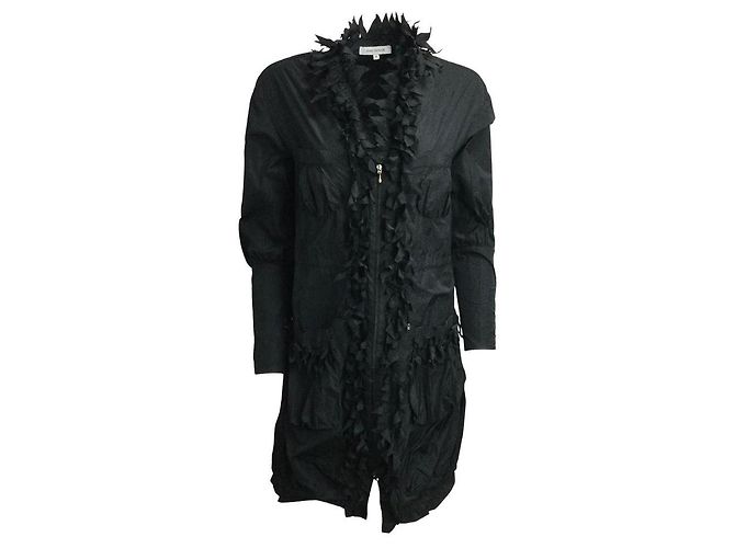 Anne Fontaine Casaco Ayko com babados e 2 maneira zip Preto