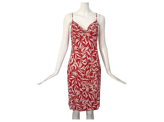 Diane Von Furstenberg Abito DvF Anette in seta, ristampa d'epoca Bianco Rosso