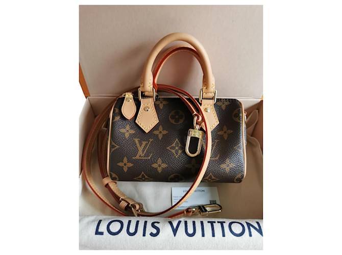 Louis Vuitton Speedy nano Multiple colors Leather Cloth ref.715453