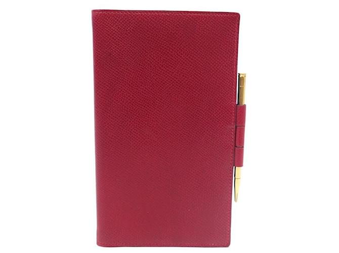 Hermès HERMES AGENDA HOLDER IN RED EPSOM LEATHER + CRITERIUM RED DIARY HOLDER PEN  ref.715472