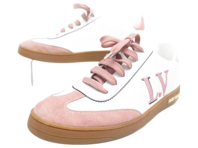 LOUIS VUITTON sneakers SHOES 40 40.5 1a5798 FRONTROW WHITE PINK Leather ref.715720 - Joli Closet