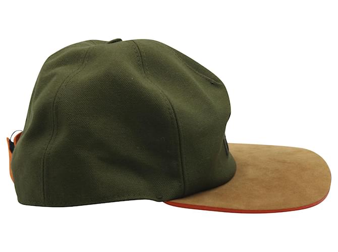 Gorra de béisbol bicolor Fendi en lona de algodón verde militar  ref.715750