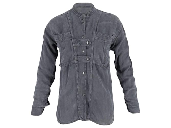 Isabel Marant Etoile Button-Front Shirt in Charcoal Lyocell Dark grey  ref.715774