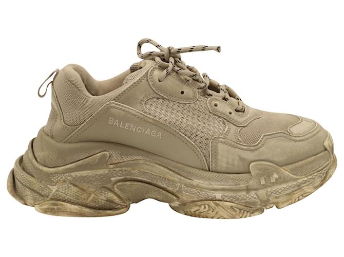First Balenciaga Faded Triple S Sneakers in Light Beige Polyurethane Plastic  ref.715782