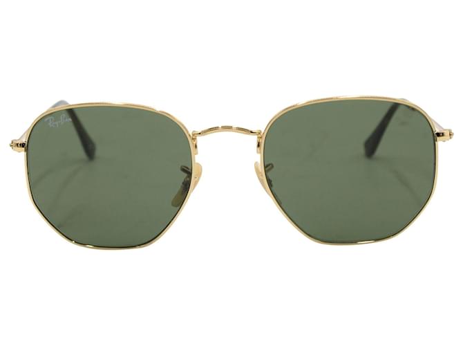 Ray-Ban Ray Ban Hexagonal Flat Sunglasses in Gold-Plated Metal Golden  ref.715803