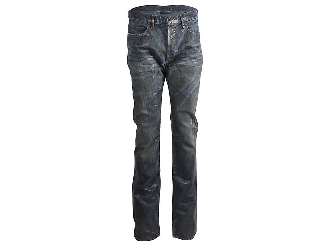 Dior Slim Waxed Jeans aus blauer Baumwolle