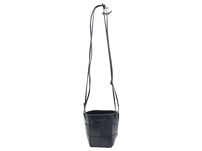 Black Cassette mini Intrecciato leather bucket bag, Bottega Veneta