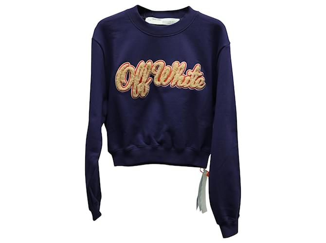Off White Off-White Fur Logo Sweatshirt in Blue Cotton   ref.715861
