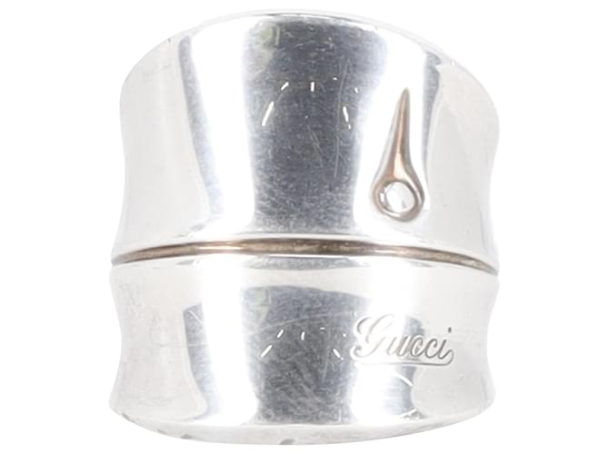 Gucci Bamboo Wide Band Ring in Silver Metal Silvery Metallic  ref.715944