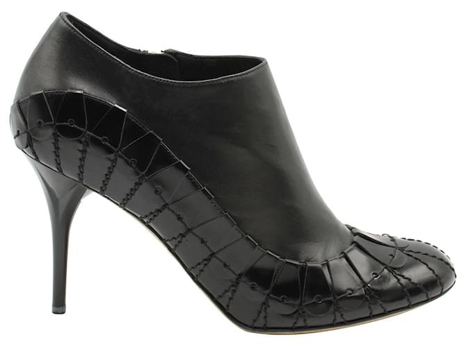 Botines Dior Serpent de piel negra con tacón alto Negro Cuero  ref.715990