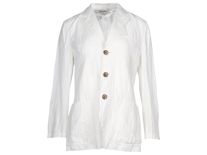 Hermès Hermes Button Front Casual Blazer in White Linen   ref.715992