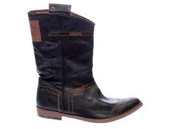 Levi's Cowboy-Stiefel aus schwarzem Leder im Western-Stil mit Reißverschluss Italien  ref.716175